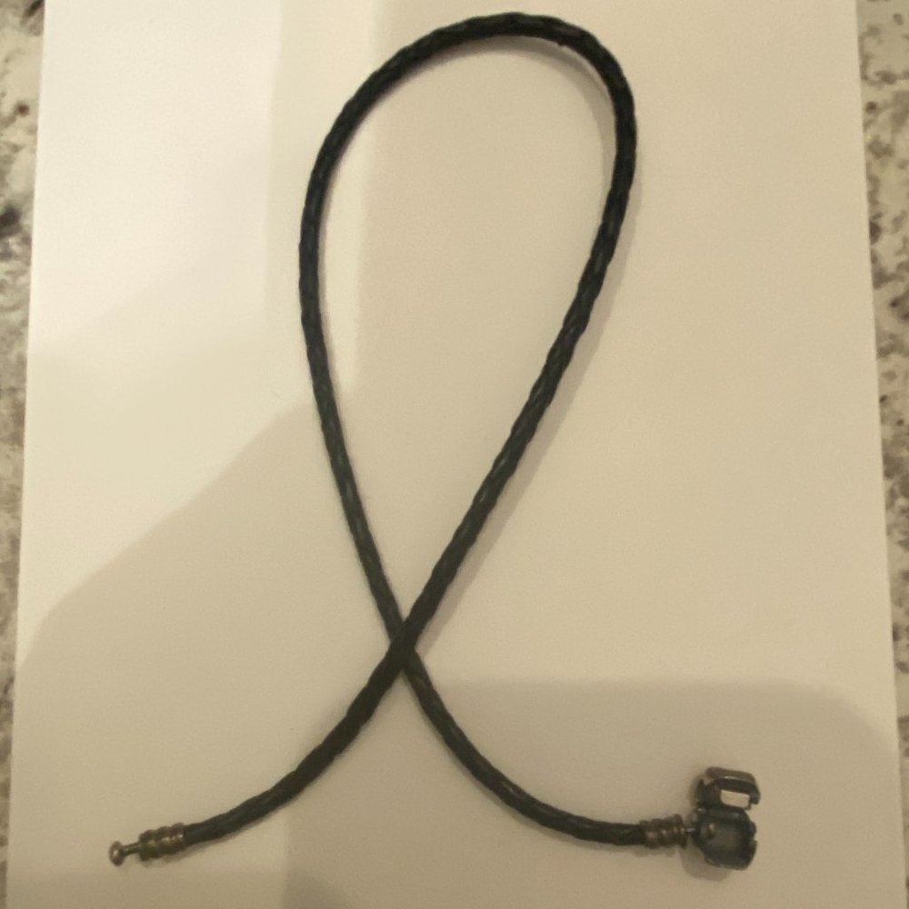 pandora double wrap black leather bracelet